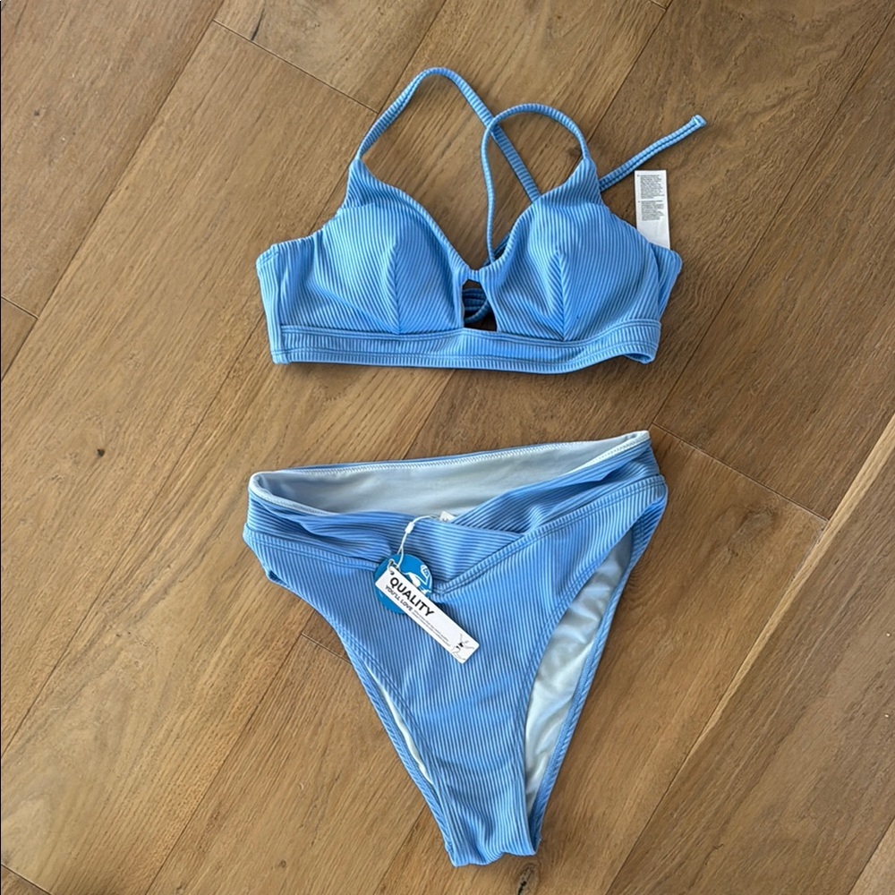 Cupshe Blue Bikini Set and High waisted bottoms